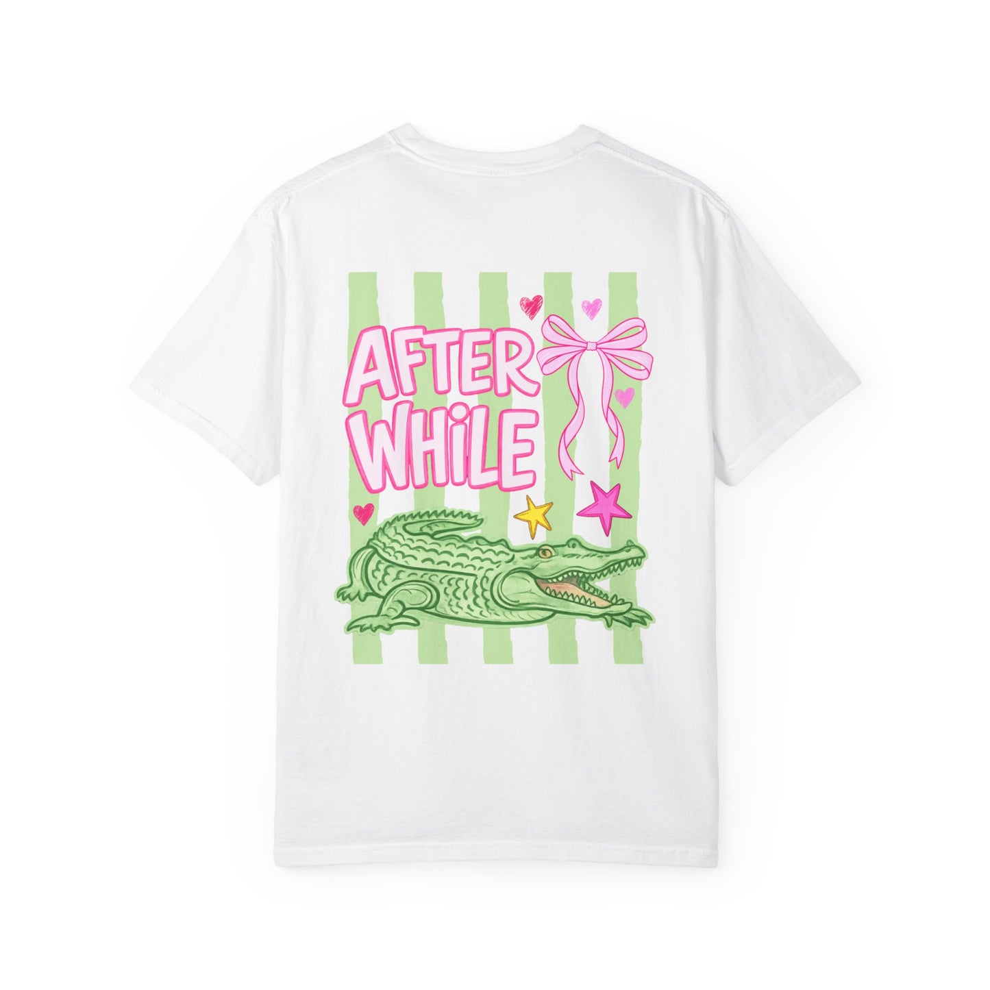 Crocodile 'Later' Graphic T-Shirt — Pastel Bow & Stars Tee
