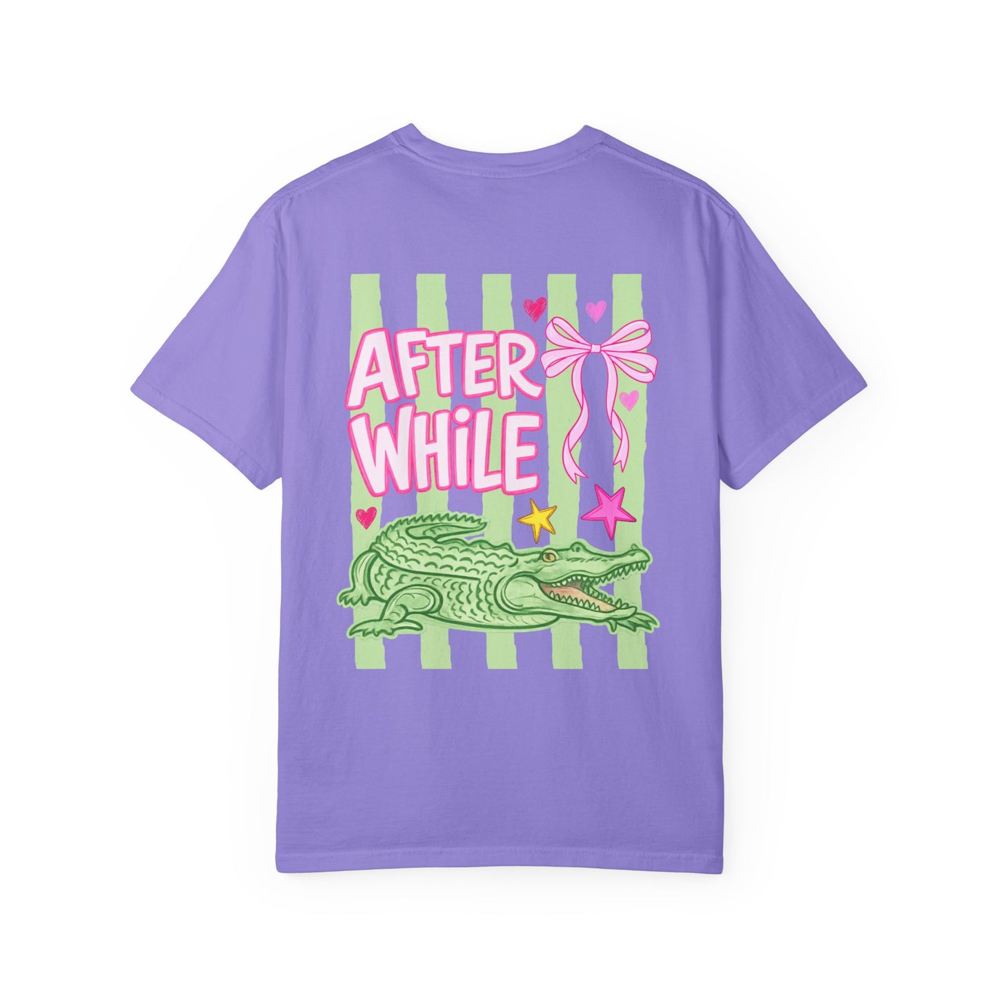 Crocodile 'Later' Graphic T-Shirt — Pastel Bow & Stars Tee